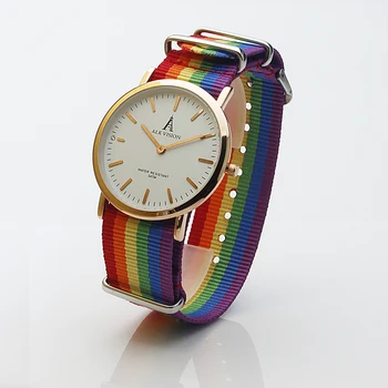 LGBT Pride Vyrų Laikrodžiai Nailono Diržas Laikrodis Laikrodis Paprasta Nerūdijančio Plieno Vyrų Drobės 2020 Kvarcas, Vaivorykštinis Slim Vandeniui Dovana