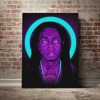 Lil Wayne Neon pop art Plakatai, Drobė Sienos Meno Apdailos nuotraukas gyvena Vaikas, Vaikų kambario, Namo miegamojo puošimas tapyba
