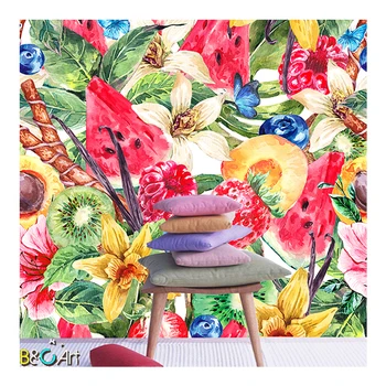 Lipnios spalvinga vaisių ir gėlių dizainas vinilo lipdukas tapetai namų puošybai