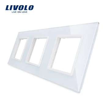 Livolo Prabanga White Pearl Krištolo ir Stiklo,ES standartas, Trigubo Stiklo plokštės prie Sienos Switch&Socket,VL-C7-SR/SR/SR-12