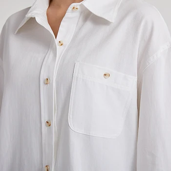 Lizkova Pavasario Medvilnės Japonijos Moterų Palaidinė Balta ilgomis Rankovėmis Marškinėliai moteriška 2021 Kišenėje Femme Chemise 8265