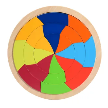 Logwood vaikų Žaislų Medinė Dėlionė Vaivorykštė 3D Dėlionės DĖLIONĖS 7pcs šešiakampis, Apskritimas Nustatyti Švietimo Monterssori žaislas vaikams