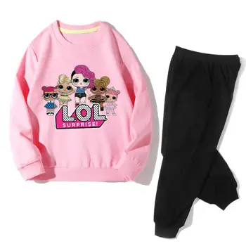 LOL Mergaičių Drabužių Rinkiniai Animacinių filmų Lol Lėlės ilgomis rankovėmis marškinėliai Kelnės Sporto Dviejų dalių 3-15 metų Vaikas Kokybės vaikiška dėvėti
