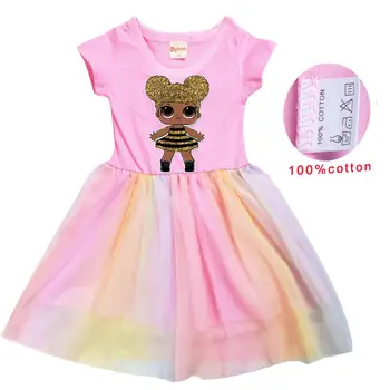 LOL Staigmena Vaikams Baby Girl Princesė Suknelė Mados Tutu Medvilnės Suknelės Vasaros Atsitiktinis Gėlių Gown Komplektus suknelė mergaitėms