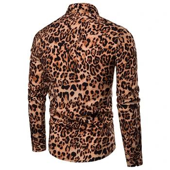 Loldeal 2019 m. pavasarį naujas mados leopard didelis kūno dizaino džentelmenas dinaminis vyrų atvartas ilgomis rankovėmis marškinėliai