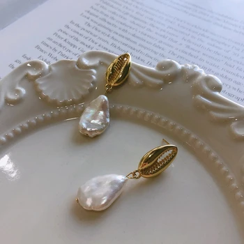 Louleur 925 Sterlingas Sidabro Baroko Perlų Auskarai Aukštos Kokybės Elegantiškas Aukso Apvalkalo Lašas Auskarai Moterims Bauda Papuošalai, Dovanos