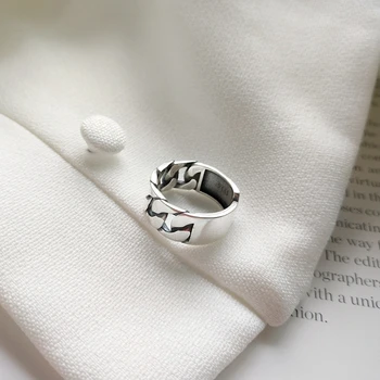 LouLeur 925 sterlingas sidabro grandinės, žiedai, rankų darbo vintage mados grandinės atidarykite reguliuojamas žiedai moterims žavesio bauda papuošalai dovana
