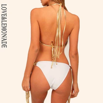 LOVE & LIMONADO Seksualus Aukso Juosta Moterų Bikini su kalnų krištolas Papuošalai LMSW26