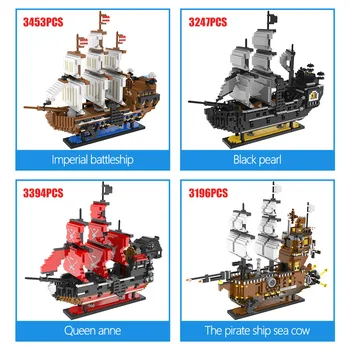 LOZ Mini Diamond Blokai Kūrėjas Karibų Piratų Buriavimo Black Pearl Laivo Valtis 3D Modelį 