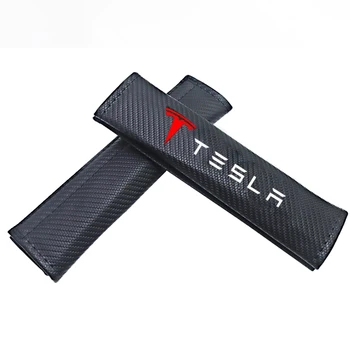 LQY automobilio anglies pluošto audiniu pavaros diržo rankovės sagtis apsaugos Tesla Model 3 X S priedai