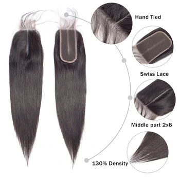 LS Plaukų, 2*6 plaukų uždarymas su ryšulių Brazilijos remy human hair tiesiai Beyonce plaukų ryšulius su vidurinė dalis skaidri nėriniai