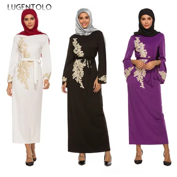 Lugentolo Moteris Ilga Suknelė Mados Musulmonų Arabų Pearl Suknelės Vakarienę Plius Dydis Atsitiktinis Palaidų Elegantiškas Moteris Maxi Suknelė