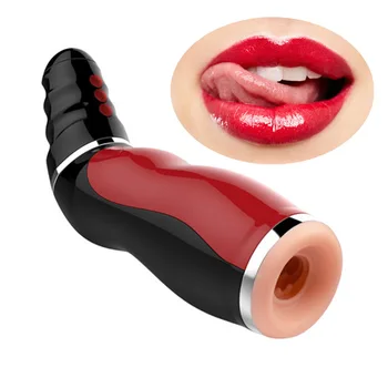 LUOGE Giliai Gerklės Įrašą Siurbimo Vyrų Masturbator oro Pagalvė Slėgio Čiulpia Oralinio Sekso Mašina, 12 Vibracija Erotiniai Žaislai Varpos Praktika