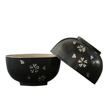 LUWU juodosios keramikos teacup vyšnių žiedų arbatos puodelio rinkiniai, 2 puodeliai kinijos kung fu taurės 45ml