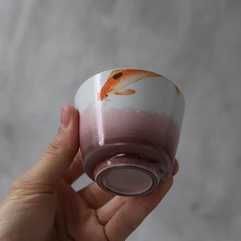 LUWU kinų keramikos arbatos puodelio žuvies kinijos kung fu taurės 100ml
