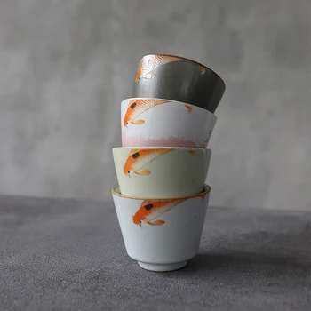 LUWU kinų keramikos arbatos puodelio žuvies kinijos kung fu taurės 100ml
