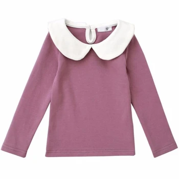 Lėlės Apykaklės Kūdikių Mergaičių Long Sleeve T-shirt 2020 m. Pavasarį ir Rudenį Vaikai Dugno Marškinėliai Vaikams vatos Pagaliukai Drabužiai