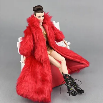 Lėlės Priedai Nustatyti Žiemos Super Ilgas Kailis Kailis Mados Drabužius Barbie Doll House Parko Suknelė 1/6 BJD Lėlės
