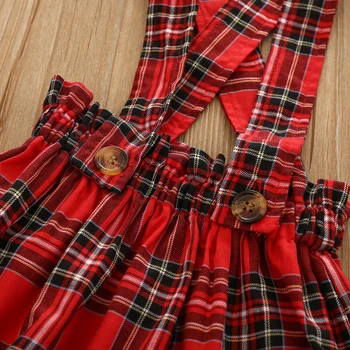 Ma&Baby 1-6Y Kalėdų Mergaičių Drabužiai Nustatyti Megztinius ilgomis Rankovėmis Džemperis Raudonas Pledas, Sijonai, darbo drabužių Rudens-Žiemos Kalėdos Komplektai