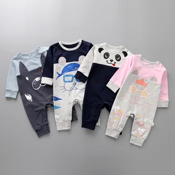 Mada kūdikiams ilgomis rankovėmis drabužius, kūdikių berniukų drabužiai mergaitėms Mielas gyvūnų rompers medvilnės kūdikiams naujagimių 1-6-9-18 Mėnesį