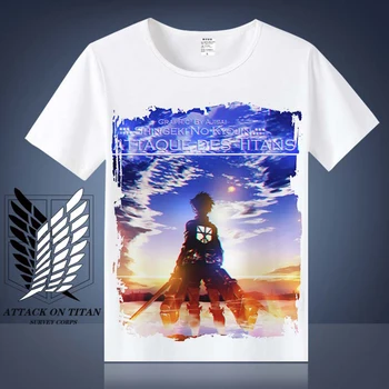 Mada Marškinėliai Vyrams Anime Ataka Titan 3 Eren Mikasa Cosplay O-Kaklo Spausdinti Moterų marškinėliai trumpomis Rankovėmis Viršūnes Tee