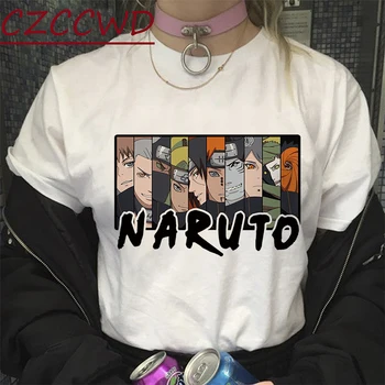 Mados 2020 moteriški marškinėliai Naruto Japonų Anime Y2k Ullzang Harajuku Goth Negabaritinių marškinėliai Kawaii Akatsuki Sasuke Viršūnes Tee