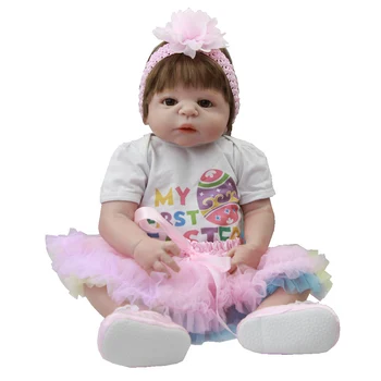 Mados Baby Doll Suknelė 22-23 colių Baby Girl Reborn Lėles 55-57 cm Lėlės Priedai Kūdikių Drabužiai Velykų Spalvingas Kiaušinių