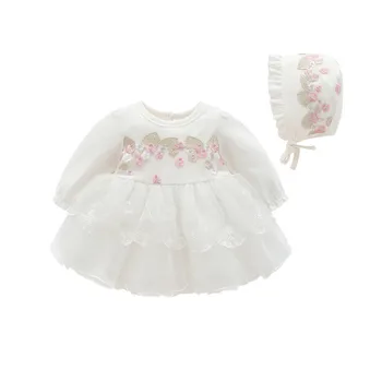 Mados baby girl pavasarį ir rudenį havajai šalies nėrinių pettiskirt siuvinėjimo + hat kostiumas princesė dress baby girl dress S4