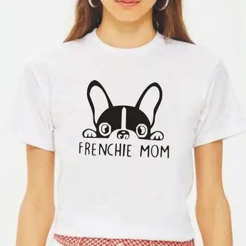 Mados Frenchie Mama Marškinėliai Moterims Topai Prancūzų Buldogas, Mama Spausdinti Marškinėliai, Femme, Mados Moterų Marškiniai Vasaros Atsitiktinis Moterų Marškinėlius