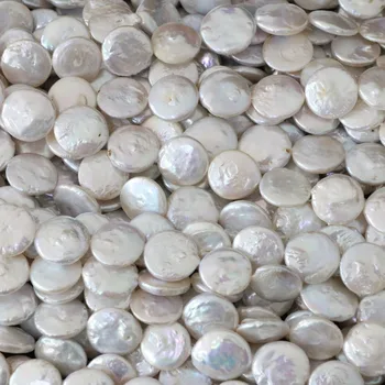 Mados gamtos 13-kaip 14mm balta kultūringas gėlavandenių perlų karoliukais monetos, papuošalai 14