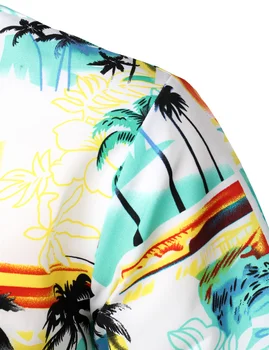 Mados Havajų Marškinėliai Vyrams Vasaros trumpomis Rankovėmis Medvilnės/Poliesterio Palmių Spausdinti Paplūdimio Drabužiai Atostogų 