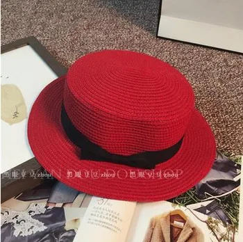 Mados Havajų šiaudų skrybėlę nuo saulės skrybėlę Mielas Moterims saulės kepurės lankas rankų moterų šiaudų bžūp paplūdimys, big kraštų skrybėlę atsitiktinis mergaičių vasaros bžūp