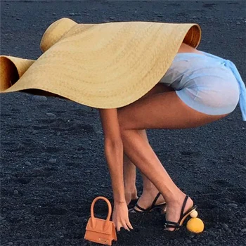 Mados Lady Šiaudų Skrybėlę Moterų Vasaros Saulės Skydelis Sunhat Floppy Kibirą Bžūp Negabaritinių Moterų Šiaudų Skrybėlę Paplūdimio Anti-UV Apsauga
