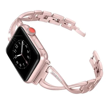Mados Mergaitė Watchband Bling diamond diržu, Apple Watch Band serijos 6 5 40mm 44mm už iwatch SE Dirželis 4 3 2 1 Apyrankę 38/42