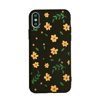 Mados Mielas Gėlių Telefono dėklas Skirtas iPhone 11 Pro X XS Max XR 7 8 6 6S Plius 5 5S SE Minkštos TPU Matinis Geltonos spalvos Gėlių Galinį Dangtelį