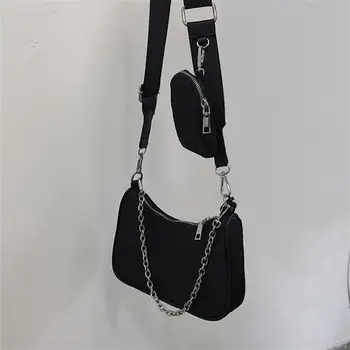 Mados moterų mažos rankinės nailono atsitiktinis petį krepšys moterų kryžius body bag vintage black rtu88