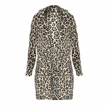 Mados Moterų Žiemą Šiltas Dirbtiniais Kailių Paltai, Leopardas Žiemos Ilgomis Rankovėmis Megztinis Outwear Kailio Striukė