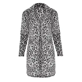 Mados Moterų Žiemą Šiltas Dirbtiniais Kailių Paltai, Leopardas Žiemos Ilgomis Rankovėmis Megztinis Outwear Kailio Striukė