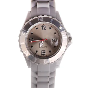Mados Nauji Unisex Moterų Laikrodis Kvarcinis Žiūrėti Silikono Lauko Sporto Laikrodžiai Candy Spalva Reloj Mujer Kol Siųsti Moterų Pilka