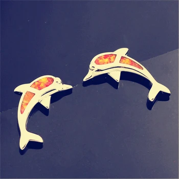 Mados Naujų Stud Auskarai Temperamento Moteris Modeliai Delfinų Inkrustacijos Cirkonis Opal Ausų Papuošalai