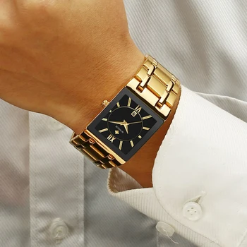 Mados Nerūdijančio Plieno Laikrodžiai Vyrams 2021 WWOOR Aikštėje Vandeniui Kvarco Žiūrėti Vyrų Top Brand Luxury Gold Black Laikrodis Žmogui