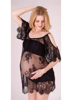Mados Nėštumo Suknelė Fotosesiją Motinystės Suknelė Fotografijos Seksualus Nėriniai