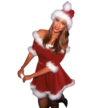 Mados Praleisti Senelis Suknelė Tiktų Moterims Kalėdų Išgalvotas Šalis Suknelė Sexy Santa Komplektus Rudenį, Žiemą Šilta Suknelė Ponios Aksomo Suknelė