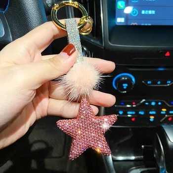 Mados rinkinys su star key chain Kūrybos Fajansas star moterų automobilių krepšiai Pakabukas dovana raktų pakabukai