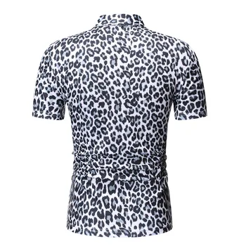 Mados Seksualus Leopardas Spausdinti Polo Marškinėliai Vyrams 2019 visiškai Naujas naktinis klubas Šalies Prom Polo Homme Slim Fit Trumpą Rankovėmis Polo Hombre XXL