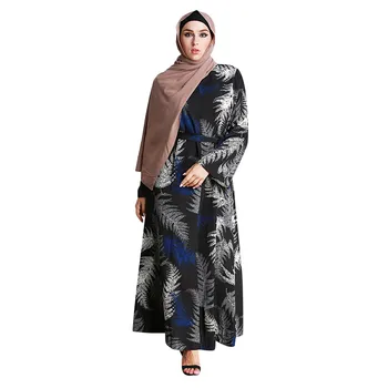 Mados Spausdinimo Musulmonų Suknelė Moterims 2019 Dubajus Juoda Abaja Islamo Drabužius ilgomis Rankovėmis Emboridery Musulmonų Abaja Kaftan Suknelė nauja
