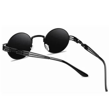 Mados Steampunk Akiniai nuo saulės Ženklo Dizaino, Moterų, Vyrų, Retro Round Metal Punk Saulės akiniai UV400 Atspalvių Akiniai