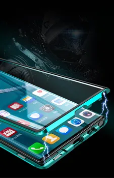 Magnetinio Dvipusės Grūdintas Stiklas Case For Samsung Galaxy Note 10 Pro Plus Atveju, Atsparus Smūgiams Sunku Šarvai Metalo Bamperio Dangtelis S20