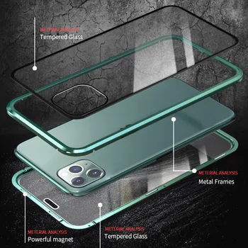 Magnetinio Grūdintas Stiklas Privatumo Metalo Atveju iphone, 11 Pro XR XS MAX X 6, 6S 7 8 Plus SE 2020 Magnetas Antispy Apsauginis Dangtelis