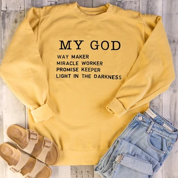 Mano dievas būdas maker religijos moterų mados grynos medvilnės atsitiktinis marškinėlius Krikščionių Biblija jauna mergina dovanų top citata šūkis megztinis